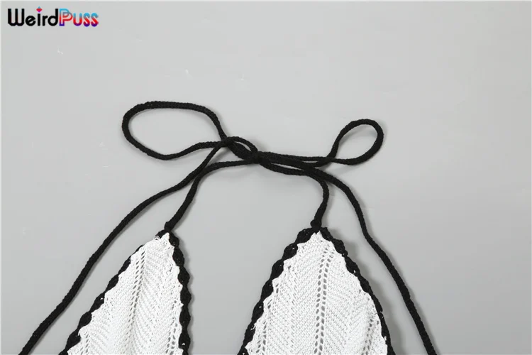 Weird Puss Sexy Elegant Halter Dress Women Summer Backless Lace-Up Color-Block Sleeveless Trendy Nightclub Wild Fashion Clothing