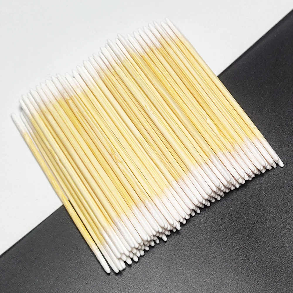 Microblading Cotton Swab with Wood Sticks Cotton Swabs Pointed Tip Dual-ended Cotton Tipped Applicator Makeup Remover(7mm)