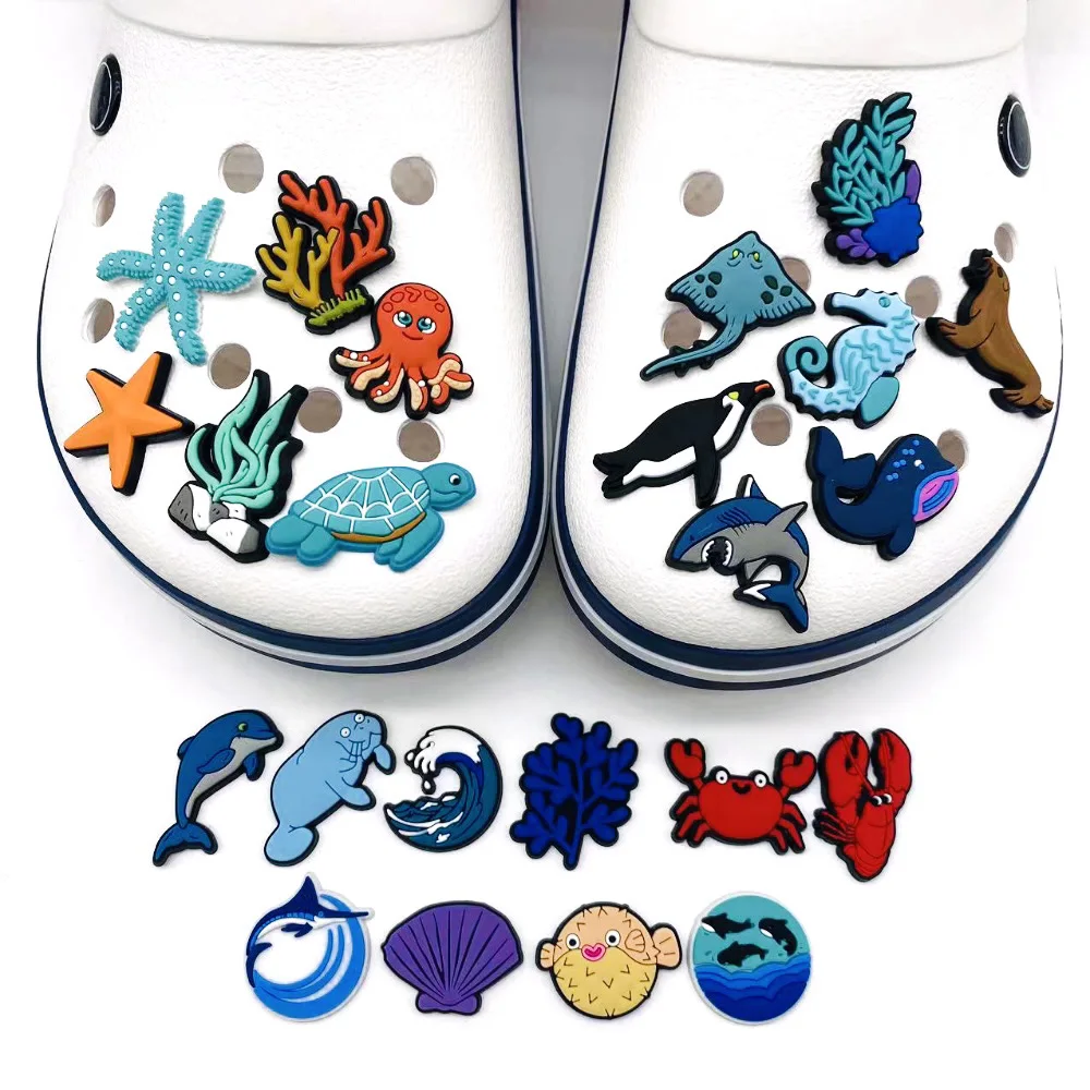 Shoe Charms animal sea wave shark Salamander tortoise Pins PVC DIY Sandals Accessories for Clogs Kids Party Favors X-mas Gifts