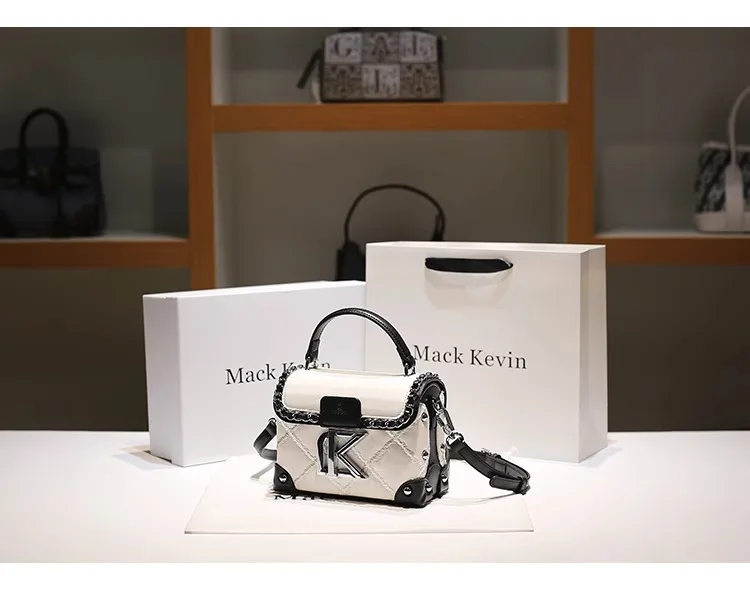 2025 New Fashion and Popular Square Handbag with Contrast Color Women's High Quality Leather Crossbody Bag for Evening Party