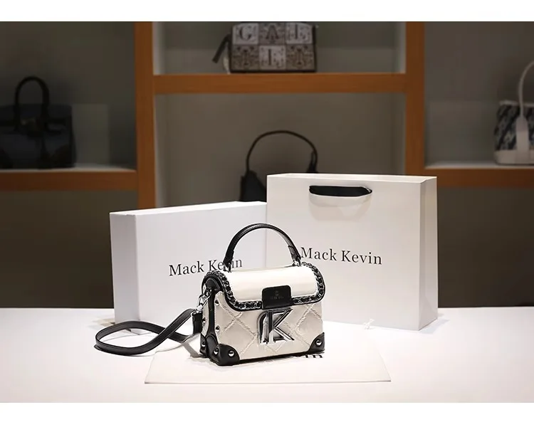 2025 New Fashion and Popular Square Handbag with Contrast Color Women's High Quality Leather Crossbody Bag for Evening Party