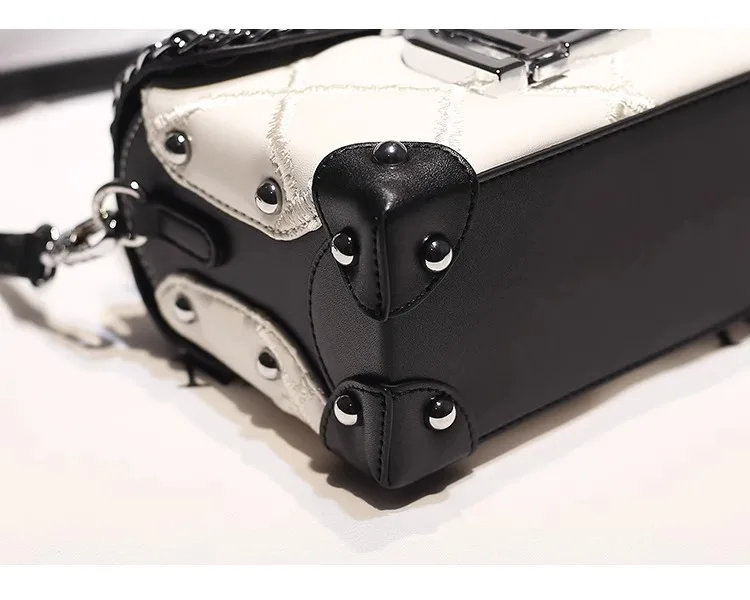 2025 New Fashion and Popular Square Handbag with Contrast Color Women's High Quality Leather Crossbody Bag for Evening Party