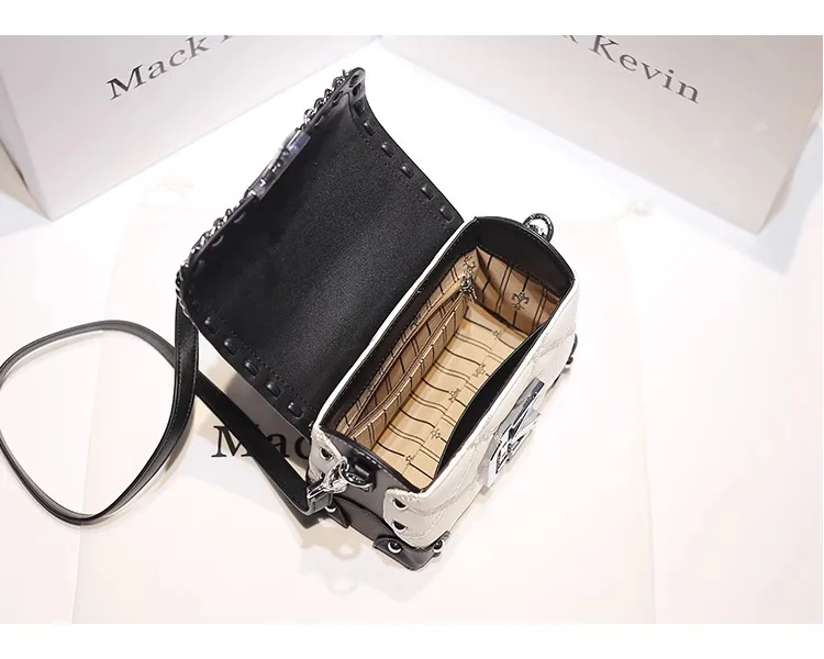 2025 New Fashion and Popular Square Handbag with Contrast Color Women's High Quality Leather Crossbody Bag for Evening Party