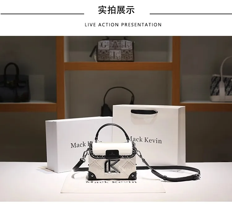 2025 New Fashion and Popular Square Handbag with Contrast Color Women's High Quality Leather Crossbody Bag for Evening Party