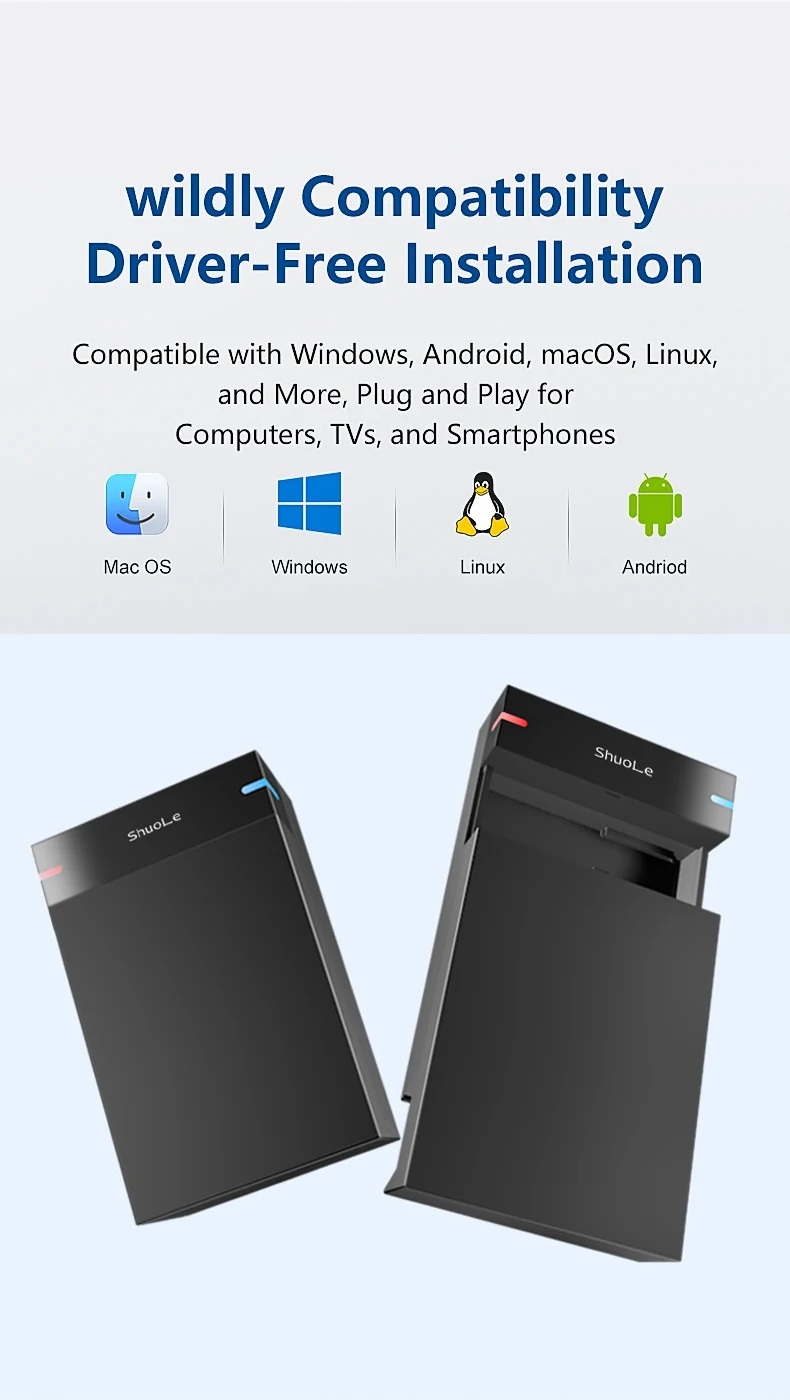 2.5/3.5 inch HDD Case USB3.0 Hard Drive Enclosure SATA to USB 3.0 External Hard Drive Reader 10TB Adapter for PC Laptop