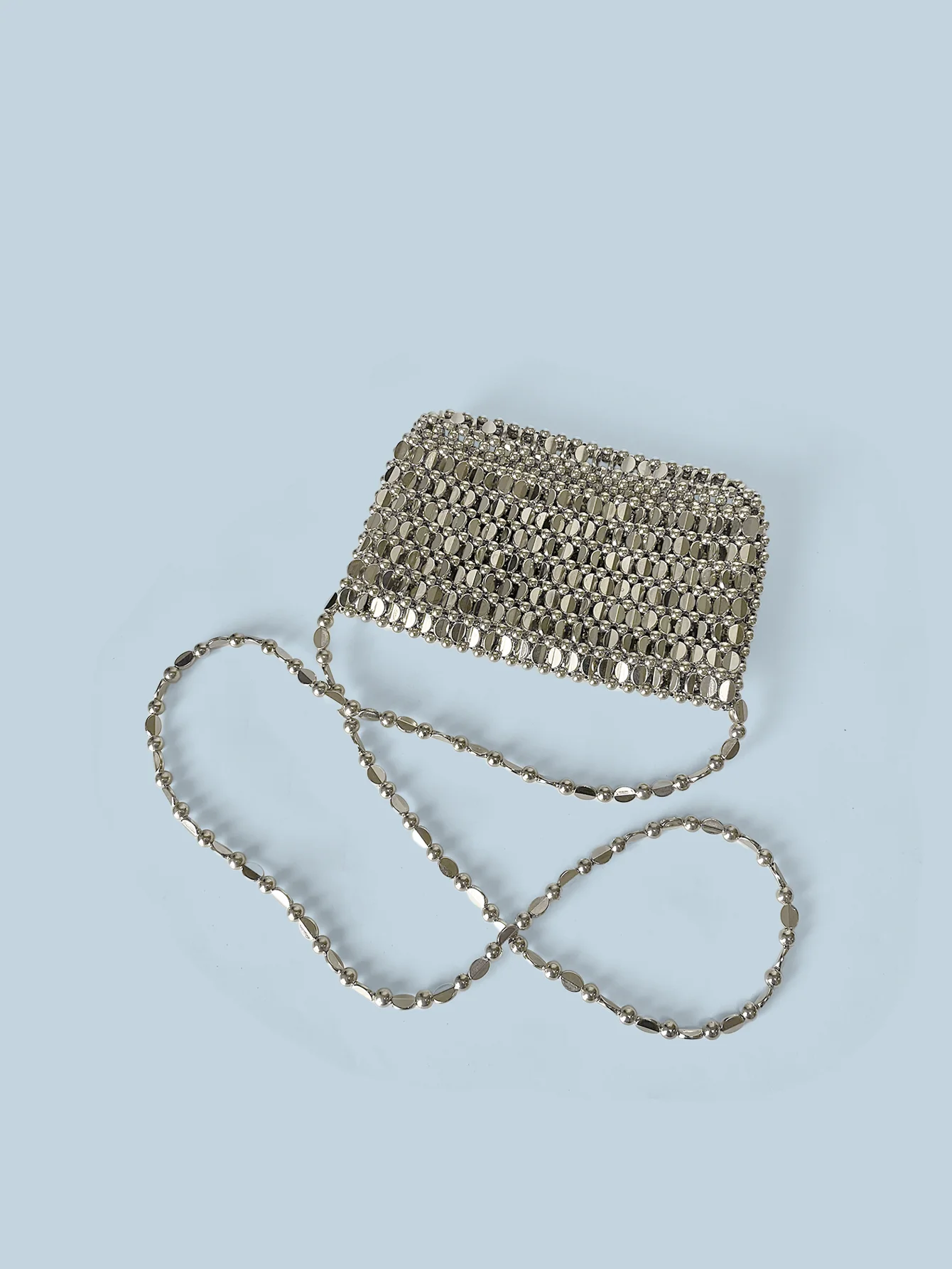 Summer New Blingbling Retro Silver Hollow Design Handmade Beaded Flip Phone Bag