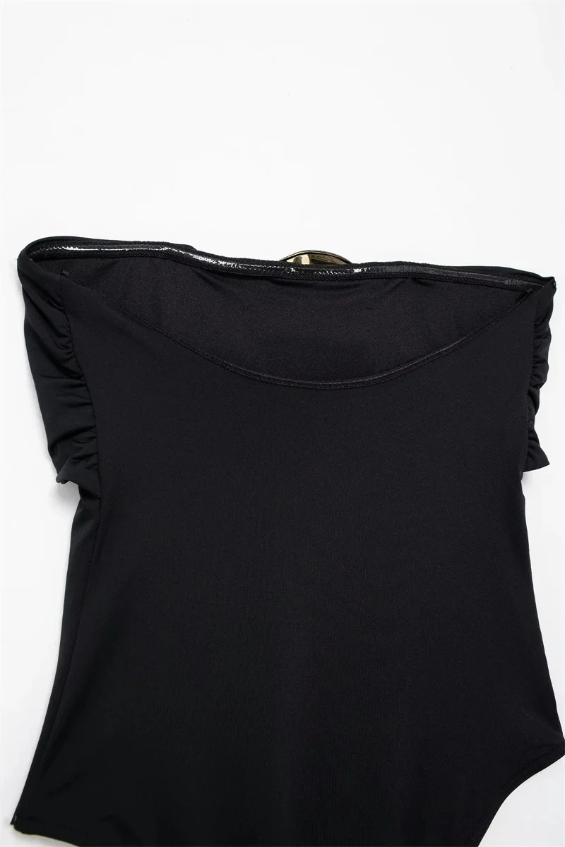 MUJER Off Shoulder Black Woman Body Sleeveless Tight Bodysuit Lingerie Sexy Backless Bodysuit Women Summer One Pieces Swimsuit