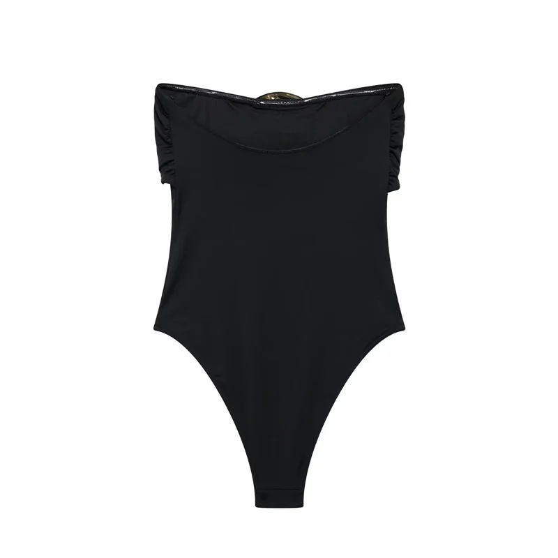 MUJER Off Shoulder Black Woman Body Sleeveless Tight Bodysuit Lingerie Sexy Backless Bodysuit Women Summer One Pieces Swimsuit