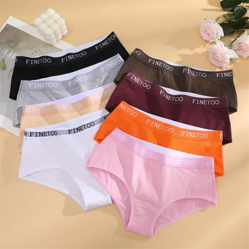 Finetoo 3pcs Women Cotton Panties Soft Underwear Sexy Low Rise Briefs Girls Breathable Soft Lignerie Female Solid Color Panties