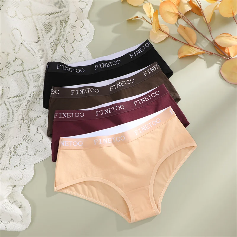 Finetoo 3pcs Women Cotton Panties Soft Underwear Sexy Low Rise Briefs Girls Breathable Soft Lignerie Female Solid Color Panties