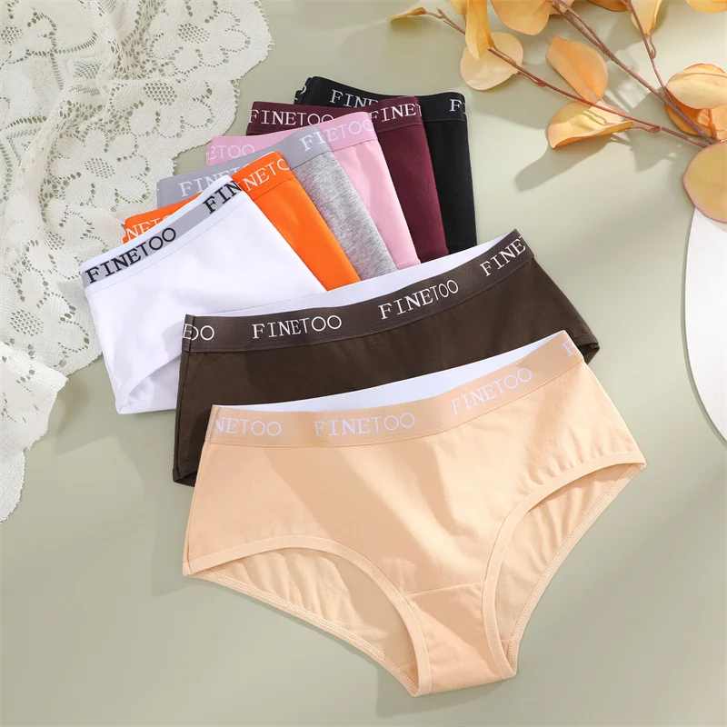 Finetoo 3pcs Women Cotton Panties Soft Underwear Sexy Low Rise Briefs Girls Breathable Soft Lignerie Female Solid Color Panties