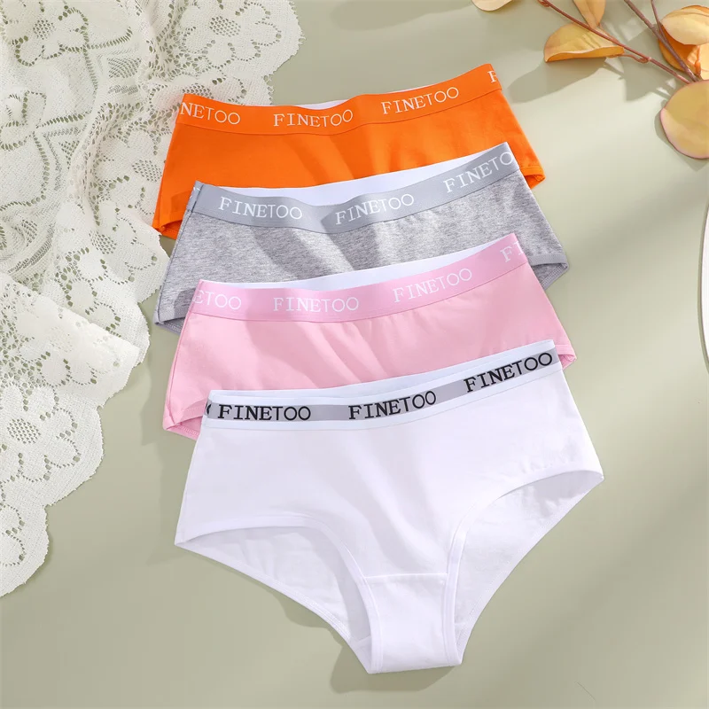 Finetoo 3pcs Women Cotton Panties Soft Underwear Sexy Low Rise Briefs Girls Breathable Soft Lignerie Female Solid Color Panties