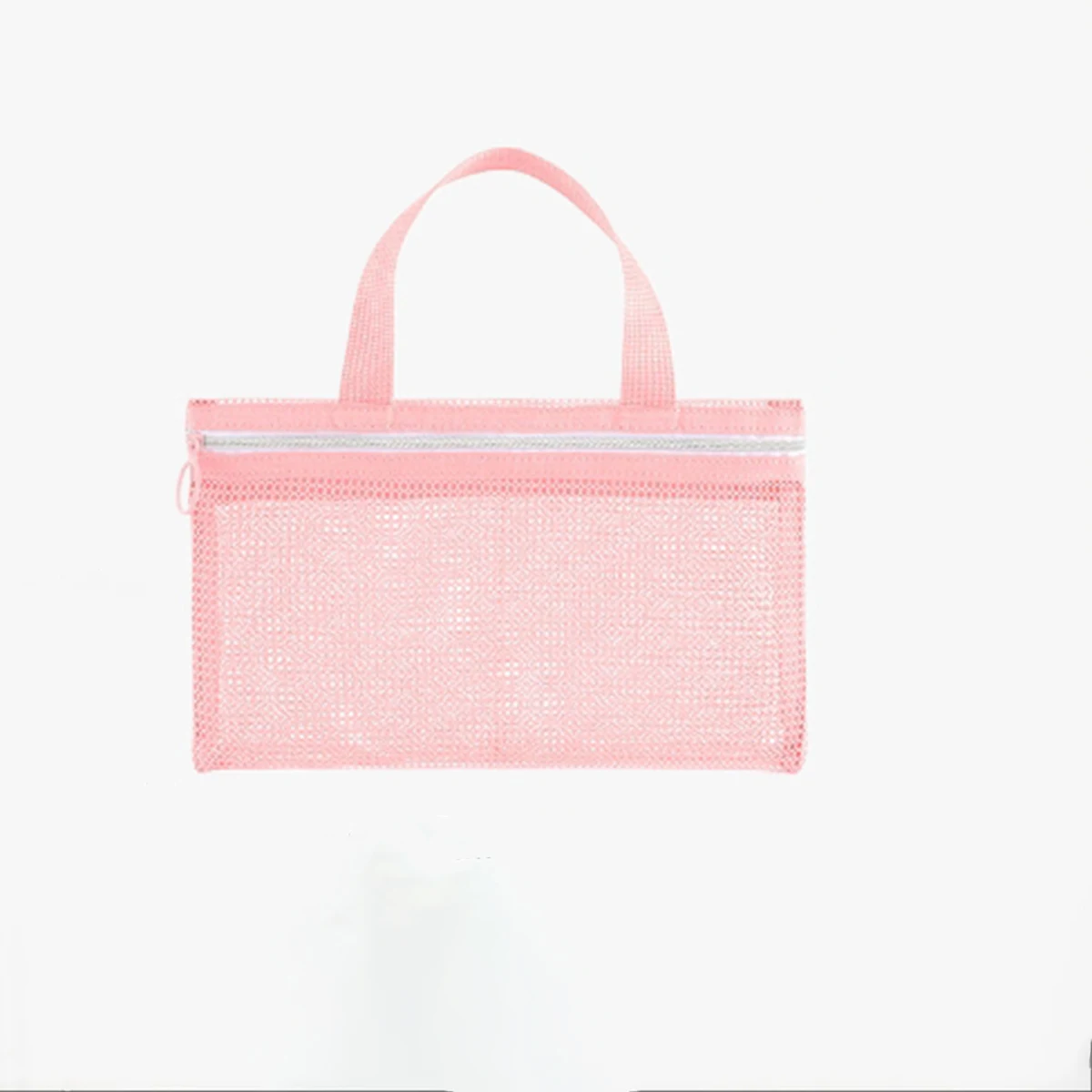 Pink Mesh Multi-Pocket Mini Makeup Bag Swimming Bag Portable Travel Storage Bag Portable Bath Bag Beach Bag One Pack