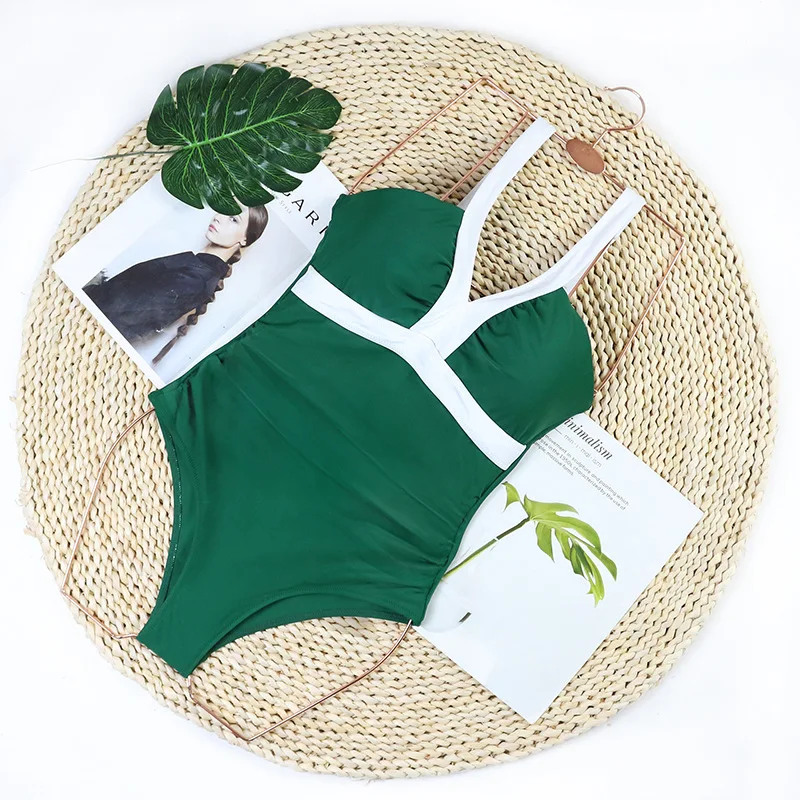 Sexy One-Piece Women Swimsuit 2024 Push Up Plus Size Swimwear Tummy Control Monokini Swimming Beach Wear Vintage Bathing Suit