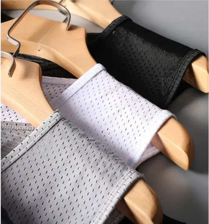 1 PC Men's Ice Silk Mesh Tank Tops Gym Stringer Transparent Bodybuilding Sleeveless Shirt Fitness Vest Male mesh Muscle Singlets