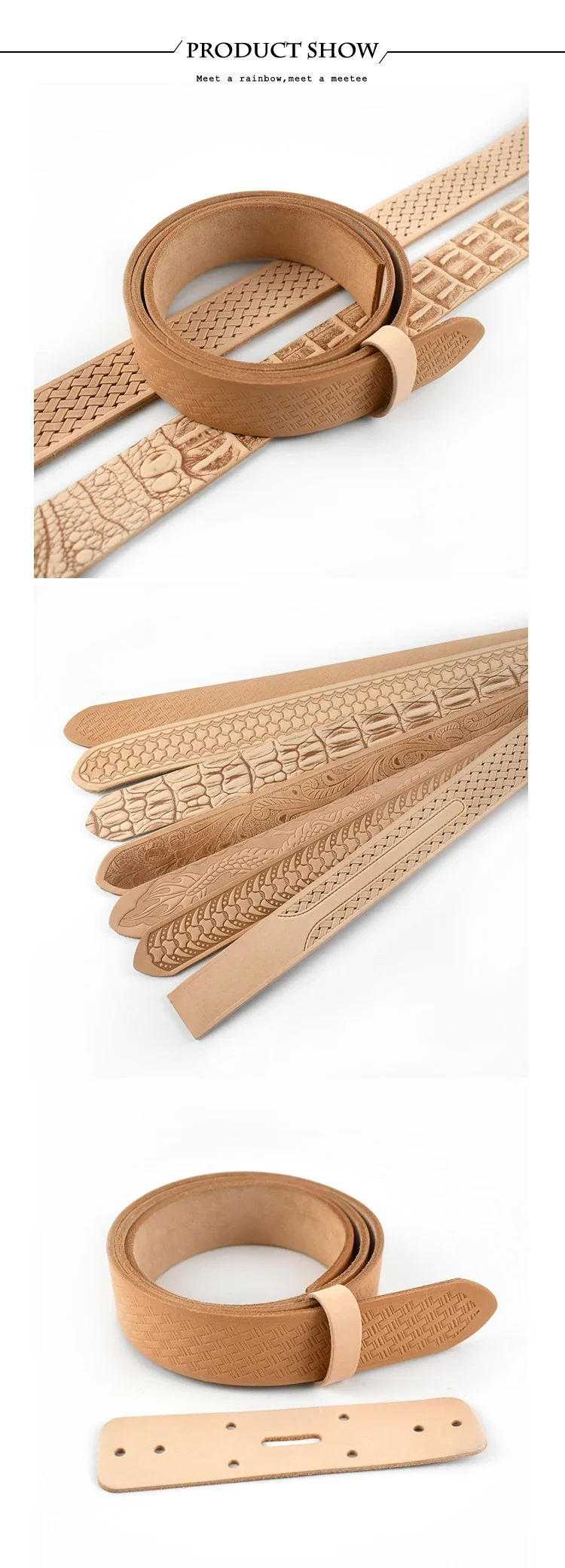 3.8cm*110/120cm Deepeel Embossed Belts First Layer Cowhide Waistband Genuine Leather Belt for Man DIY Handmade Accessories