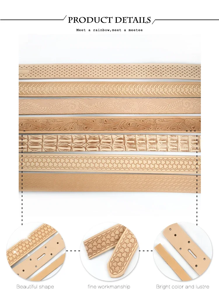 3.8cm*110/120cm Deepeel Embossed Belts First Layer Cowhide Waistband Genuine Leather Belt for Man DIY Handmade Accessories