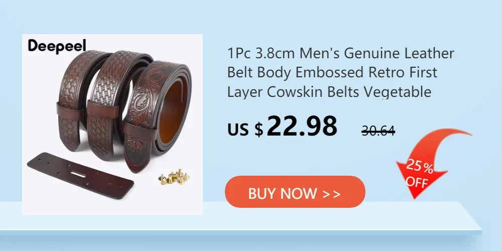 3.8cm*110/120cm Deepeel Embossed Belts First Layer Cowhide Waistband Genuine Leather Belt for Man DIY Handmade Accessories