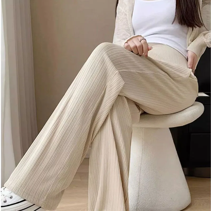 Pregnant Women Summer Thin Wide Leg Pants Loose Maternity Abdomen High Waist Trousers Pregnancy Full Length Belly Pants