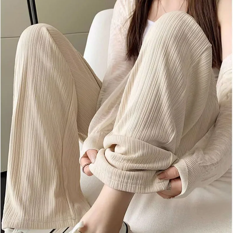 Pregnant Women Summer Thin Wide Leg Pants Loose Maternity Abdomen High Waist Trousers Pregnancy Full Length Belly Pants