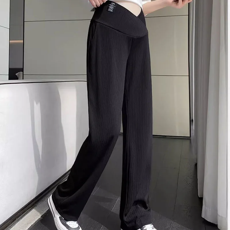 Pregnant Women Summer Thin Wide Leg Pants Loose Maternity Abdomen High Waist Trousers Pregnancy Full Length Belly Pants