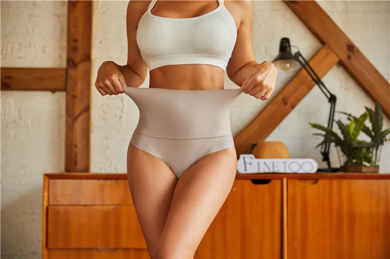 FINETOO Seamless High Waist Panties Women's Abdomen Hip Lift Briefs Body Shaping Lingerie Pants Plus Size Breathable Underwear
