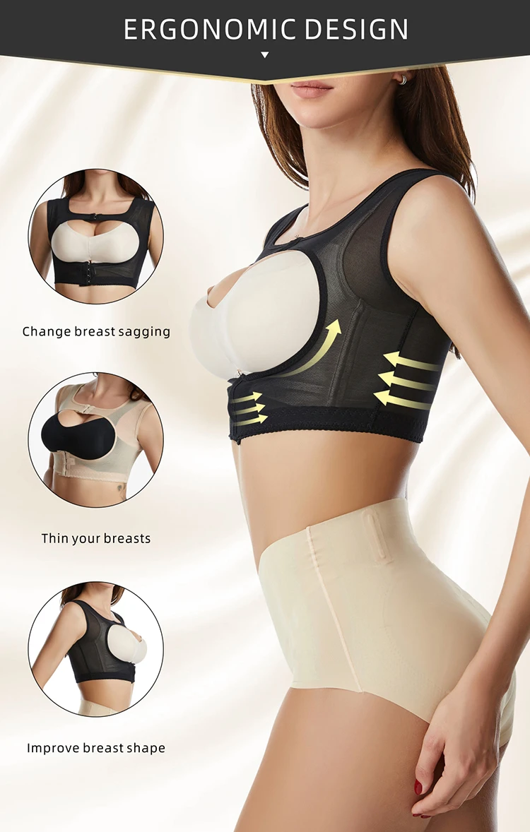 3D Support Body Shaper Bras Women Chest Posture Corrector Belt Shoulder Back Brace Push Up Shapewear Invisible Gather Bra