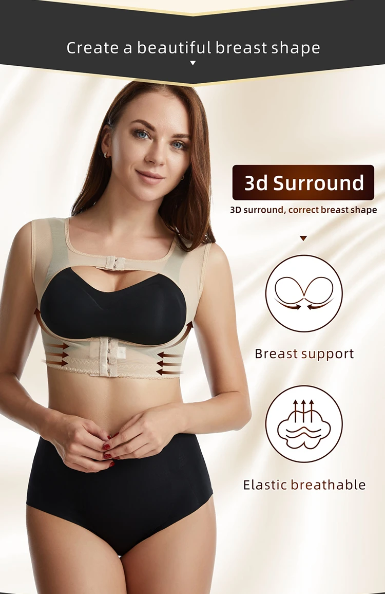 3D Support Body Shaper Bras Women Chest Posture Corrector Belt Shoulder Back Brace Push Up Shapewear Invisible Gather Bra