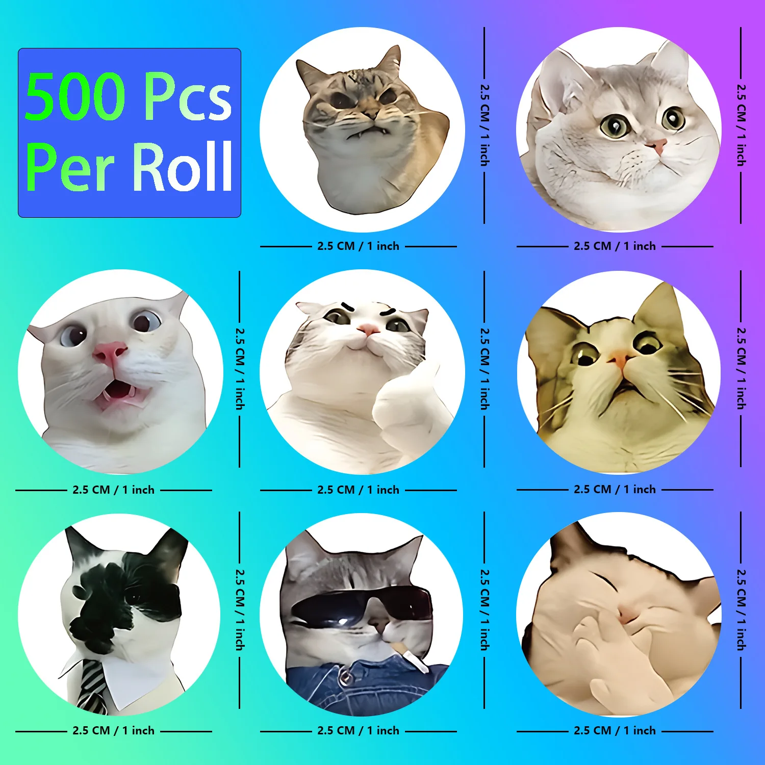 100-500pcs Cartoon Meme Cat Stickers For School Reward Stickers Classroom Decoration Encouragement Sticker For Student Teacher