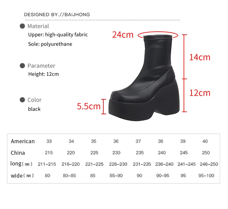 Brand Women Boots Gothic Style Platform Women Ankle Boots High Quality Walking Comfy Woman Shoes New Sexy High Heels Big Size 43