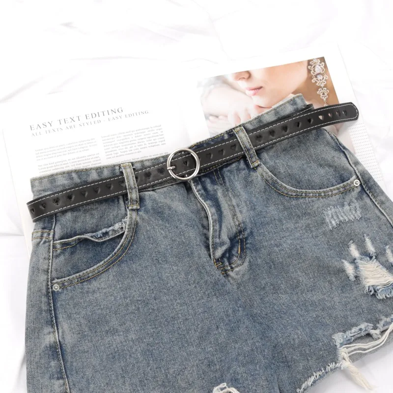 Women PU Leather Belt Hollow Out Loving Heart Ladies Waist Belt Personality Female Designer Jeans Pants Strap for Women Girls