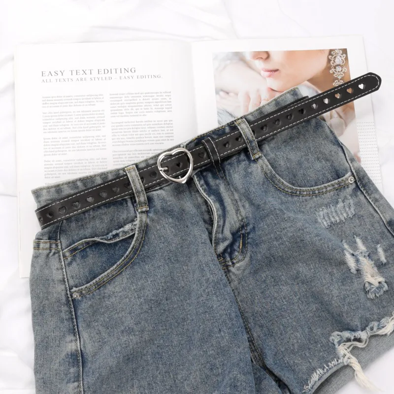 Women PU Leather Belt Hollow Out Loving Heart Ladies Waist Belt Personality Female Designer Jeans Pants Strap for Women Girls