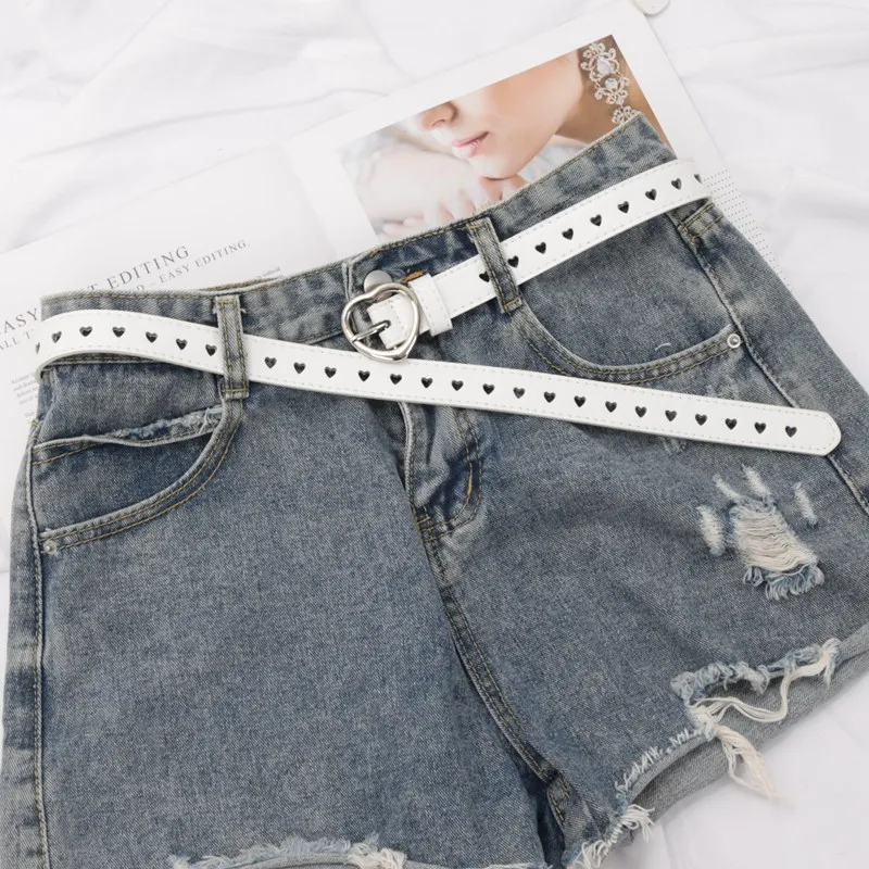 Women PU Leather Belt Hollow Out Loving Heart Ladies Waist Belt Personality Female Designer Jeans Pants Strap for Women Girls