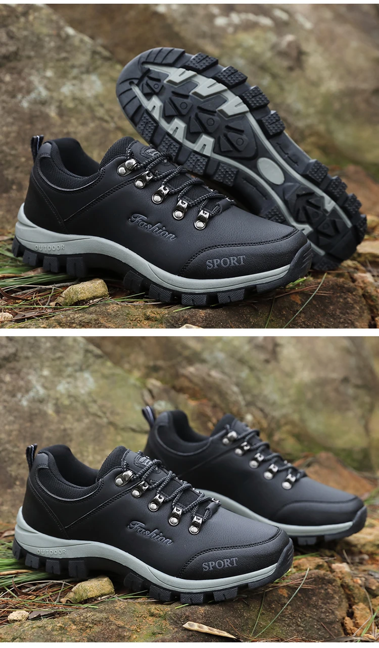 Men outdoor hiking shoes mountaineering sports shoes lace-up hiking outdoor comfortable non-slip thick-soled mountain shoes 46