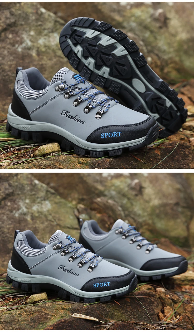 Men outdoor hiking shoes mountaineering sports shoes lace-up hiking outdoor comfortable non-slip thick-soled mountain shoes 46