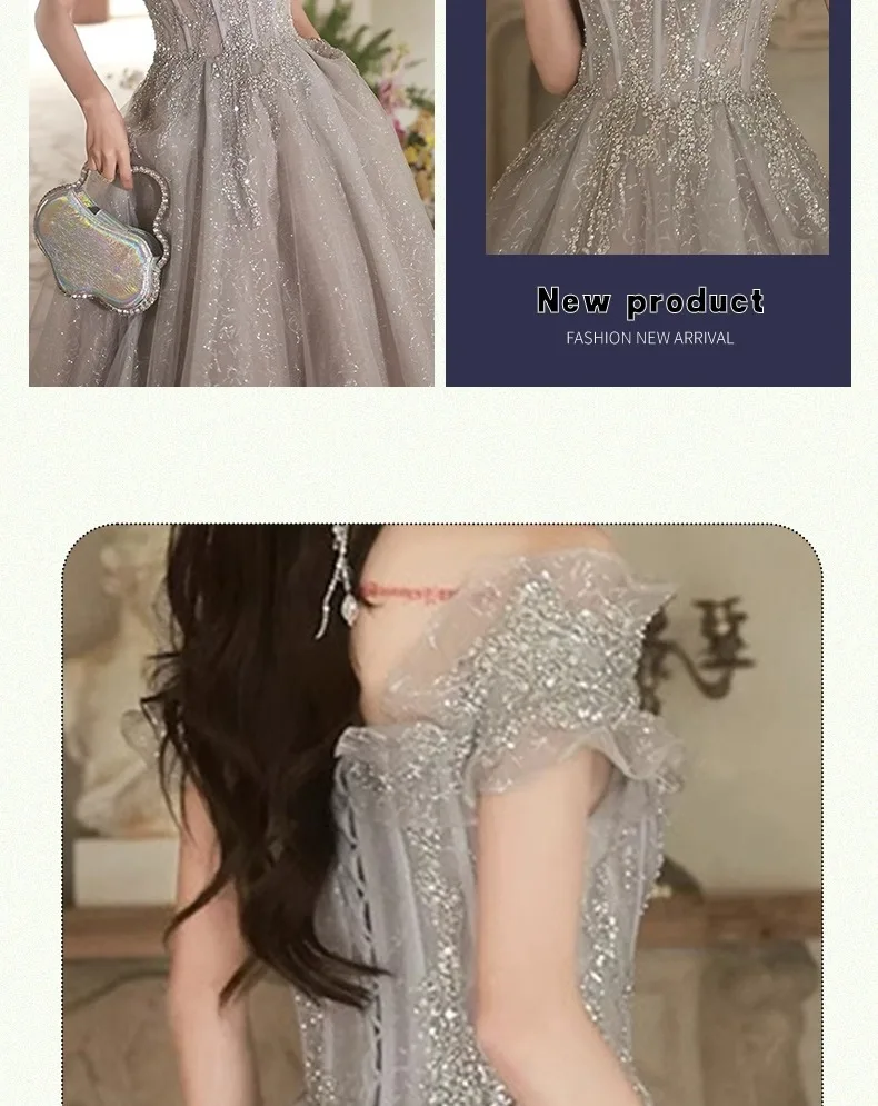 BeitifuBaby Women's Prom Dresses Vestidos Elegantes Princess Style Ruffles Off The Shoulder Ball Gown Evening Dress for Women