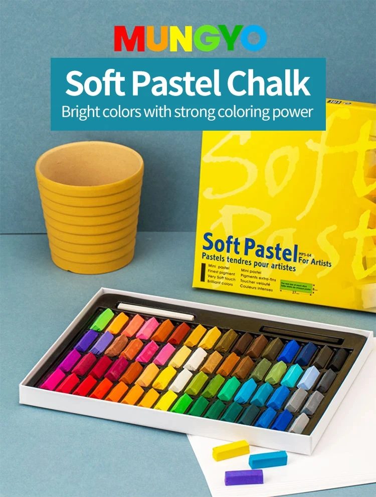 MUNGYO 64 Colors Non Toxic Square Chalk Soft Oil Pastel Square Mini Pastel Sticks Set Art Painting Stationery MPS Korea