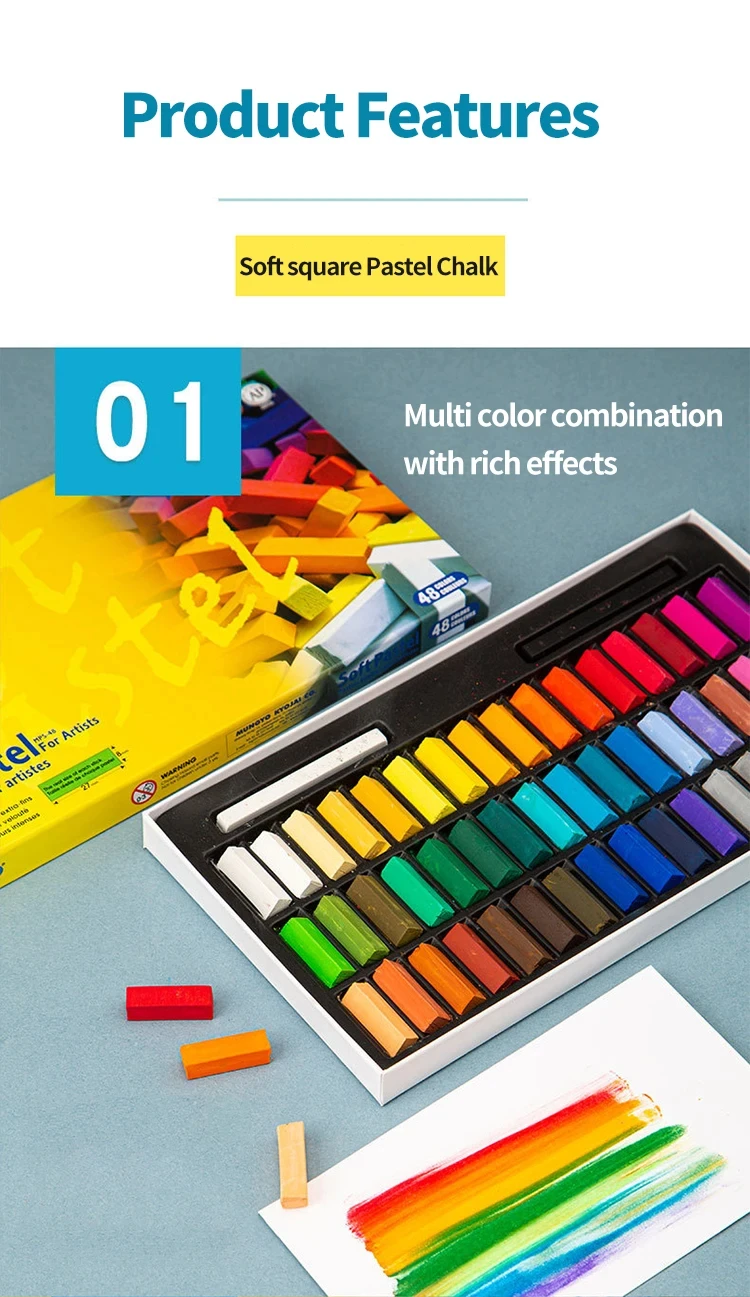 MUNGYO 64 Colors Non Toxic Square Chalk Soft Oil Pastel Square Mini Pastel Sticks Set Art Painting Stationery MPS Korea