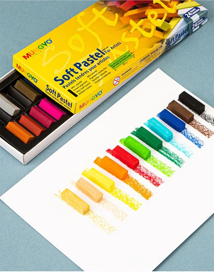 MUNGYO 64 Colors Non Toxic Square Chalk Soft Oil Pastel Square Mini Pastel Sticks Set Art Painting Stationery MPS Korea