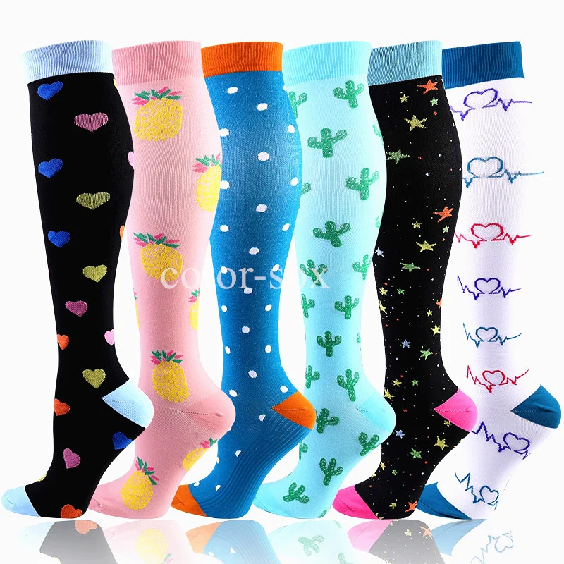 3/6 Pairs Free Shipping Compression Socks Women Medical Nursing Socks Varicose Veins Nurse Compression Socks For Sport Socks