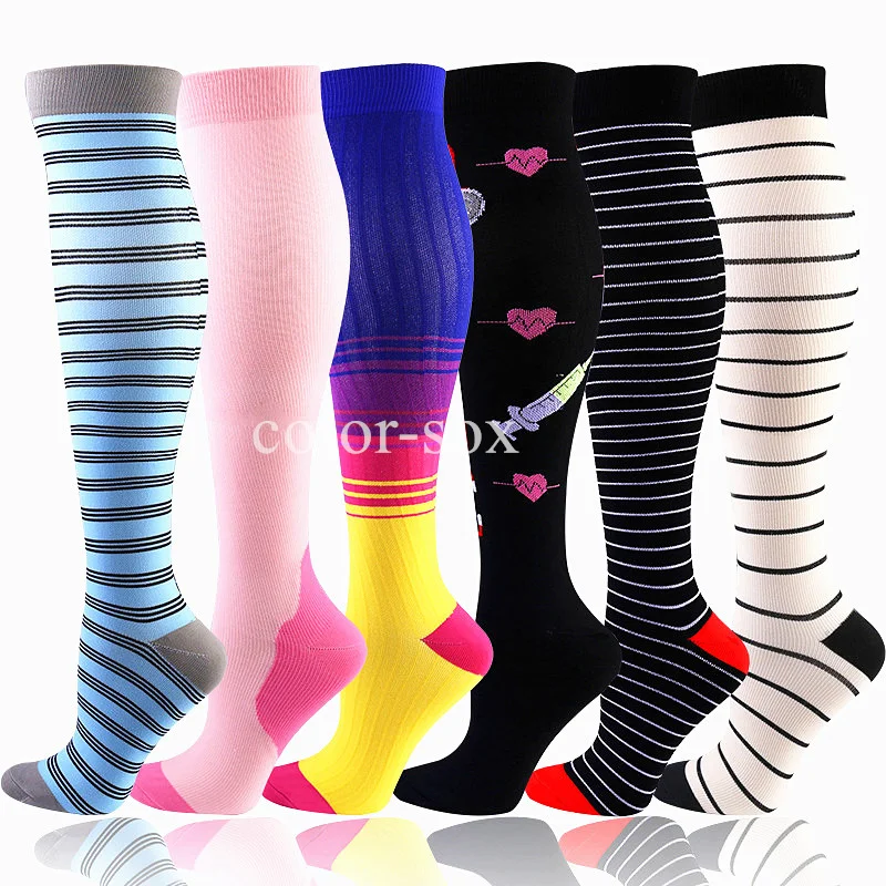 3/6 Pairs Free Shipping Compression Socks Women Medical Nursing Socks Varicose Veins Nurse Compression Socks For Sport Socks