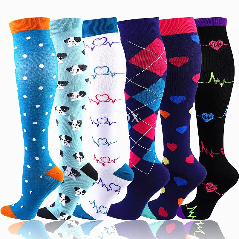 3/6 Pairs Free Shipping Compression Socks Women Medical Nursing Socks Varicose Veins Nurse Compression Socks For Sport Socks
