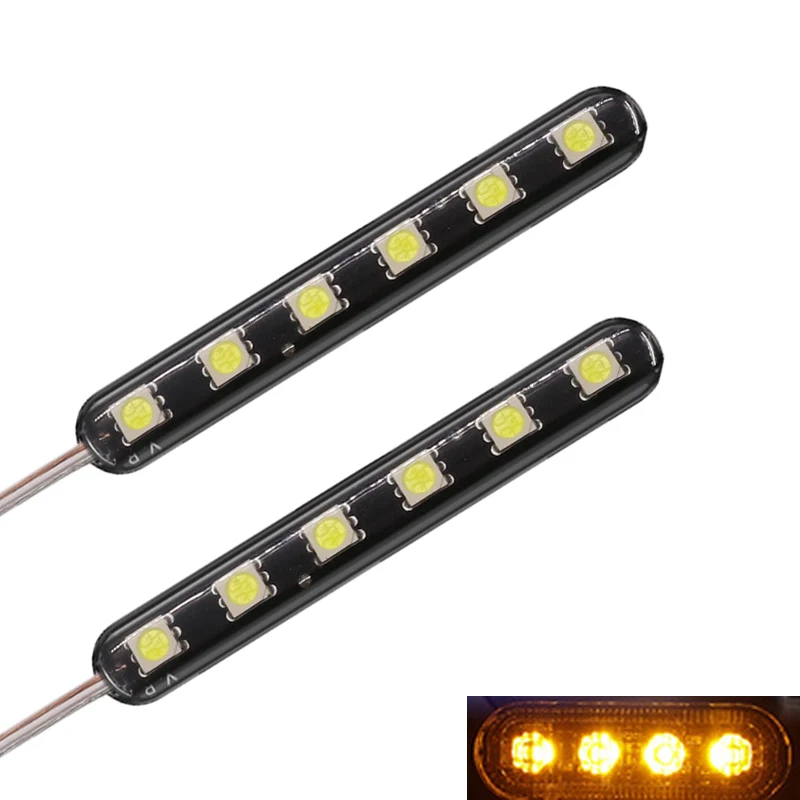 2 pcs/set Motorcycle Medium Grid Flash Lights Universal Motorbike 12V 6 LED Warning Signal Light License Lamp Moto Accessories