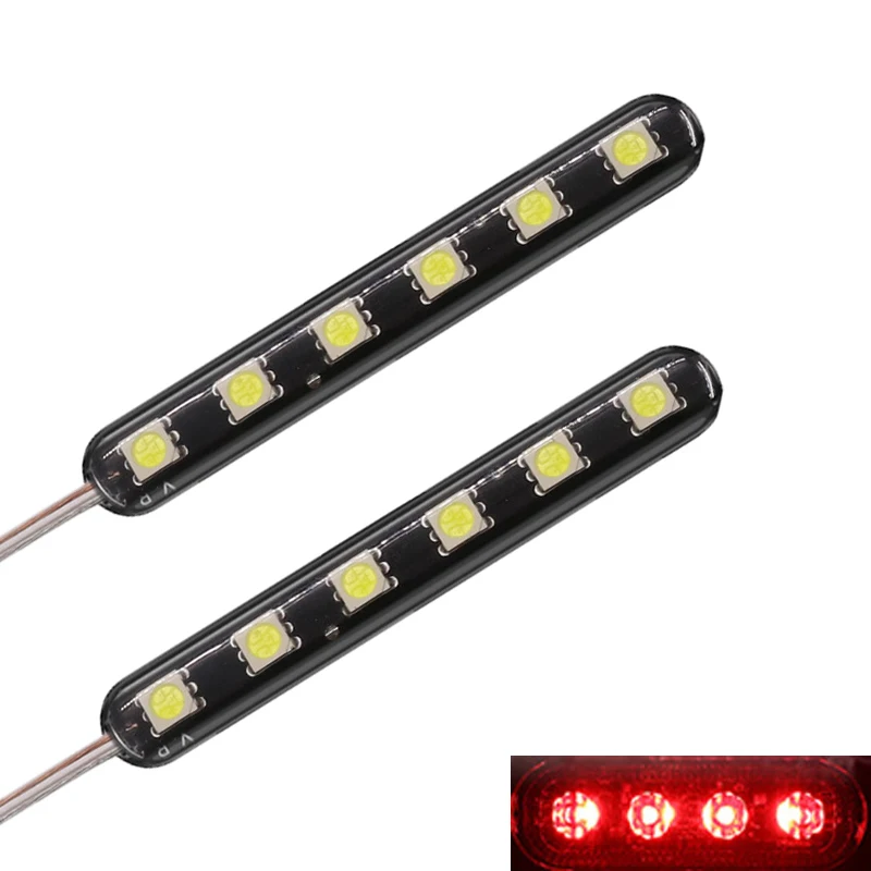 2 pcs/set Motorcycle Medium Grid Flash Lights Universal Motorbike 12V 6 LED Warning Signal Light License Lamp Moto Accessories