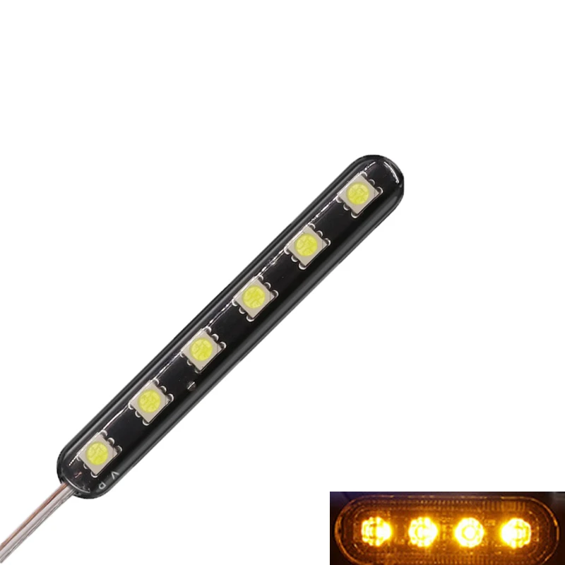 2 pcs/set Motorcycle Medium Grid Flash Lights Universal Motorbike 12V 6 LED Warning Signal Light License Lamp Moto Accessories