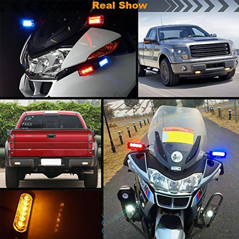 2 pcs/set Motorcycle Medium Grid Flash Lights Universal Motorbike 12V 6 LED Warning Signal Light License Lamp Moto Accessories