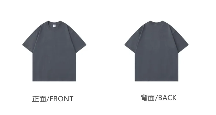 Summer Light Green Heavy Weight 300G Short Sleeved T-shirt Cotton Men's Loose Casual Base Shirt Korean Tee Women's
