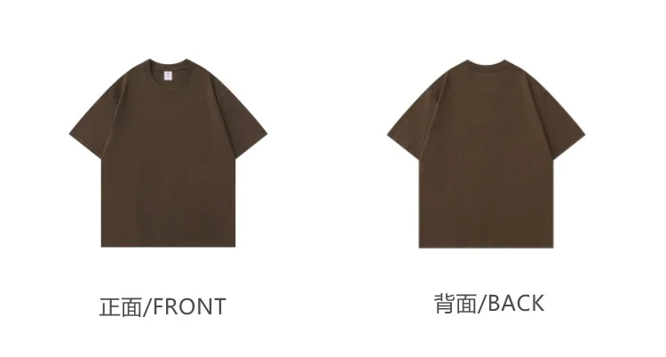 Summer Light Green Heavy Weight 300G Short Sleeved T-shirt Cotton Men's Loose Casual Base Shirt Korean Tee Women's