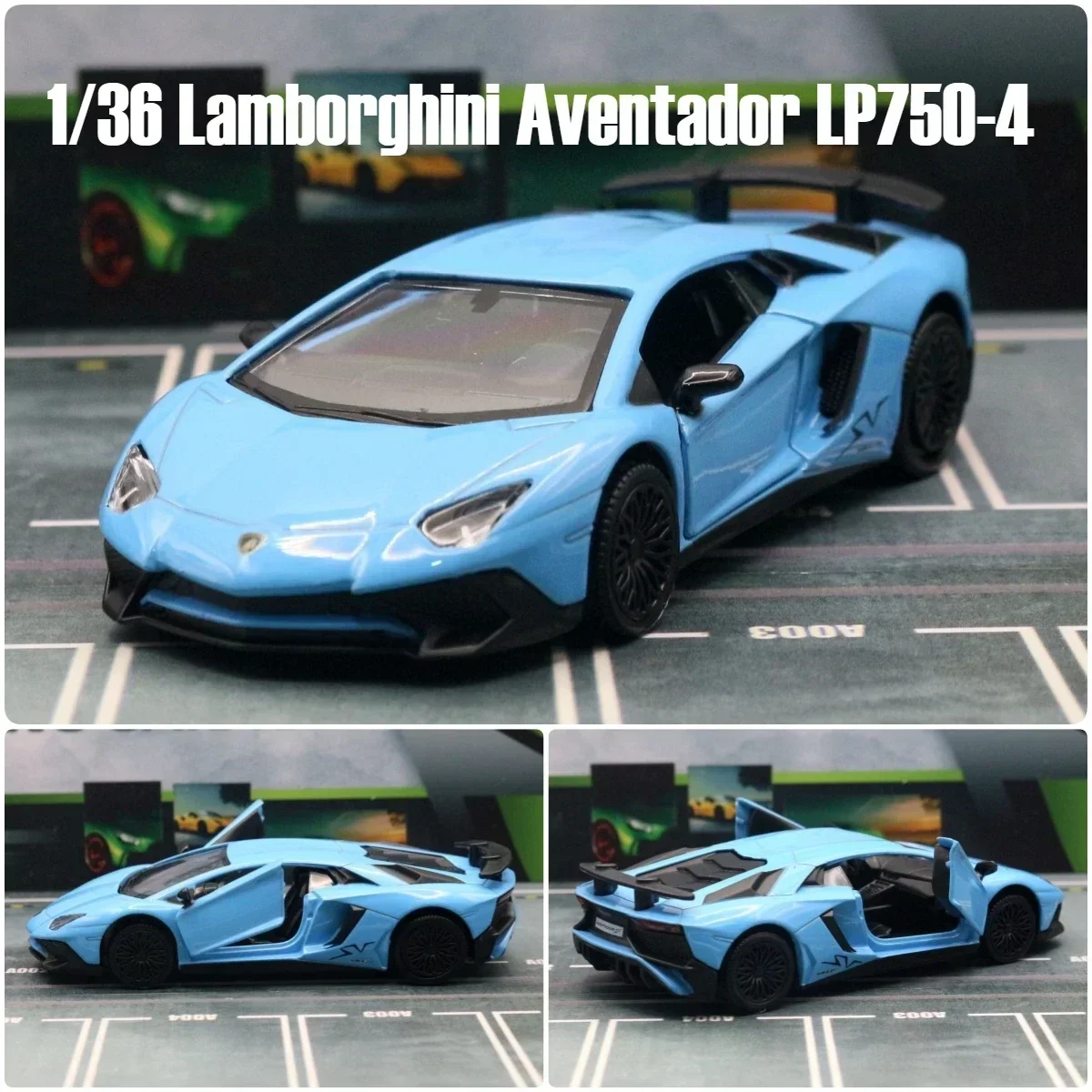 1:36 Lamborghini Aventador LP750-4 SV Coupe Toy Car RMZ City Diecast Metal Miniature Model Pull Back Collection Gift For Boy