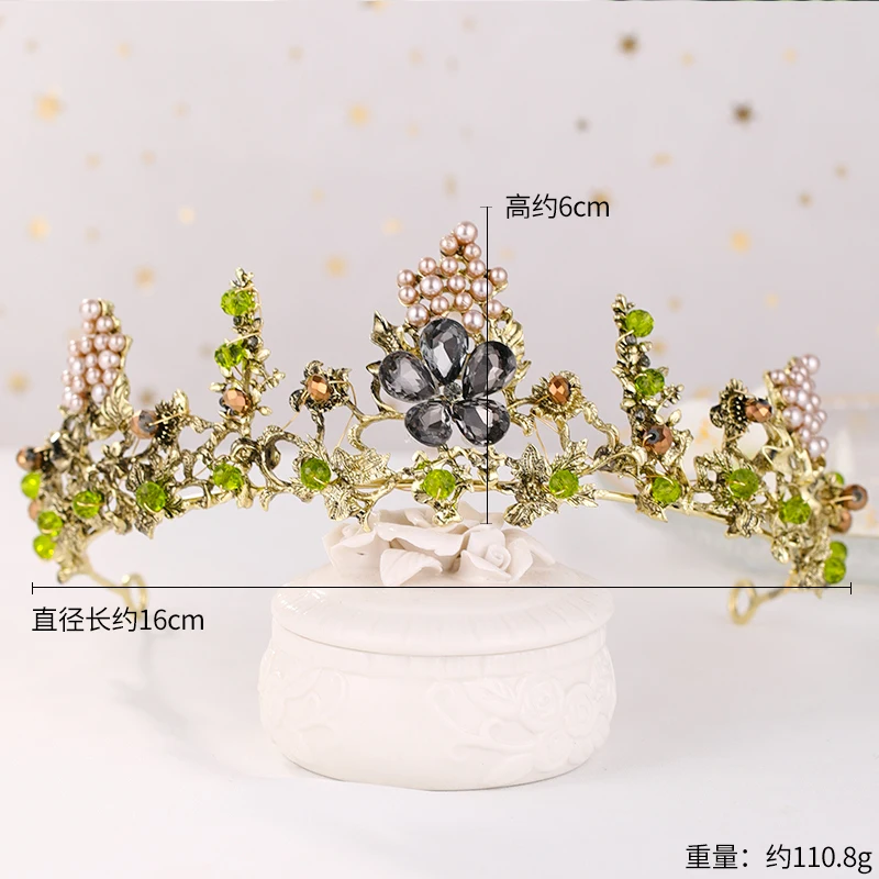 Gold Pearl Flower Crystal Wedding Crown Bride Tiaras And Crowns Queen Diadem Pageant Party Crown Bridal Hair Jewelry Accessories